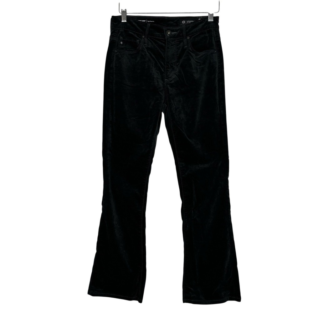 AG Farrah Velvet Boot Crop Jeans Womens 26 Black High Rise Bootcut Stretch